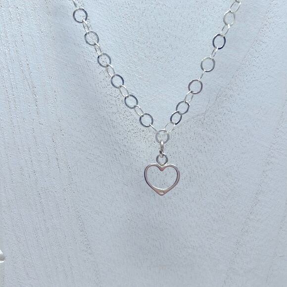 925 Italy Signed FAS Heart Pendant wit Circle Chain Link Necklace - Picture 7 of 8